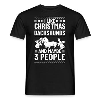 Doxie Dachshund Dackel Teckel Hund Weihnachten - Männer T-Shirt - Schwarz - Vorne - AI Model Male 178 light (178cm)
