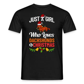 Doxie Dachshund Dackel Teckel Hund Weihnachten - Männer T-Shirt - Schwarz - Vorne - AI Model Male 178 light (178cm)