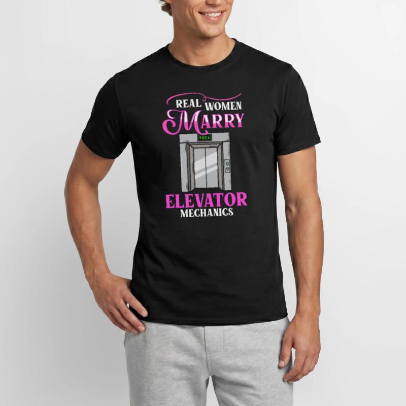 Elevator Elevator System Technician Woman Elevator Elevator Men’s T-shirt
