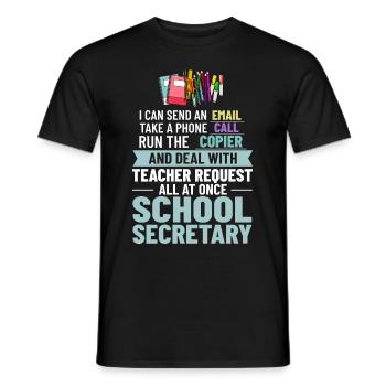 Secrétaire d’école Secrétariat de l’école Bureau du personnel - T-shirt homme - noir - Devant - AI Model Male 178 light (178cm)