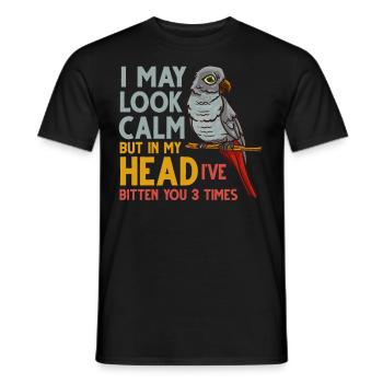 Afrikanischer Graupapagei Papagei Vogel Afrika - Männer T-Shirt - Schwarz - Vorne - AI Model Male 178 light (178cm)