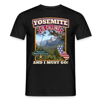 Yosemite National Park, Vintage Retro, California - Men's T-Shirt - black - Front - AI Model Male 178 light (178cm)
