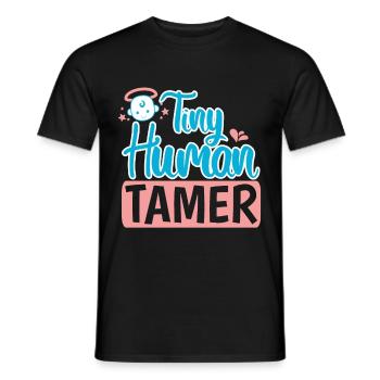 Baby Sitting Tiny Human Tamer - Men's T-Shirt - black - Front - AI Model Male 178 light (178cm)