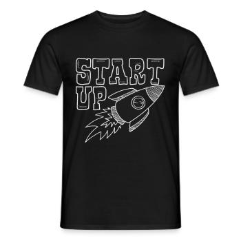 Startup Start Up Rocket Founder - Men's T-Shirt - black - Front - AI Model Male 178 light (178cm)