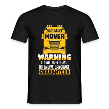 Professional Mover Trucker Warning - Men's T-Shirt - black - Front - AI Model Male 178 light (178cm)