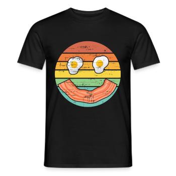 Vintage Bacon Smile With Eggs - Men's T-Shirt - black - Front - AI Model Male 178 light (178cm)