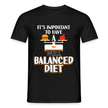 Important Balanced Diet Burger And Fruits - Men's T-Shirt - black - Front - AI Model Male 178 light (178cm)