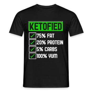 Keto Diet Ketofied Fat Protein Carbs Yum - Men's T-Shirt - black - Front - AI Model Male 178 light (178cm)