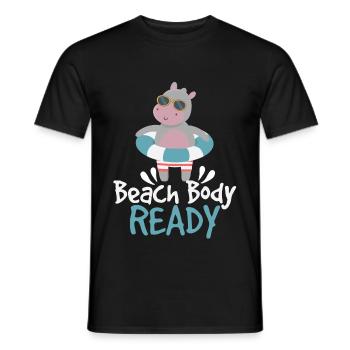 Body Ready Cute Hippo - Men's T-Shirt - black - Front - AI Model Male 178 light (178cm)
