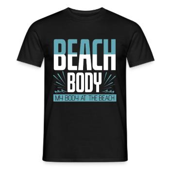 Body At The Beach - Men's T-Shirt - black - Front - AI Model Male 178 light (178cm)