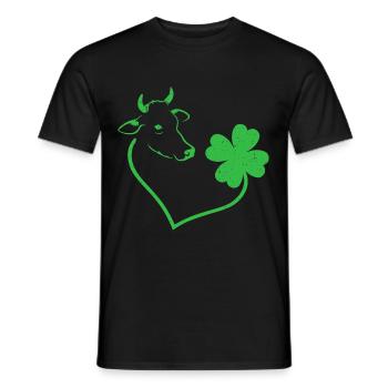 Vache Cloverleaf Coeur Cloverleaf - T-shirt homme - noir - Devant - AI Model Male 178 light (178cm)