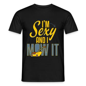 Sexy And I Mow It Gardening - Men's T-Shirt - black - Front - AI Model Male 178 light (178cm)