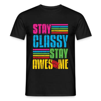 Classy Stay Aweome Retro Walkman - Men's T-Shirt - black - Front - AI Model Male 178 light (178cm)