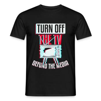 Off The TV Defund Media - Men's T-Shirt - black - Front - AI Model Male 178 light (178cm)