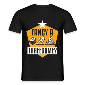 Fancy A Threesome Adult Humor - Men's T-Shirt - black - Front - AI Model Male 178 light (178cm)