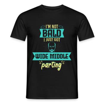 Bald Just Wide Middle Parting - Men's T-Shirt - black - Front - AI Model Male 178 light (178cm)
