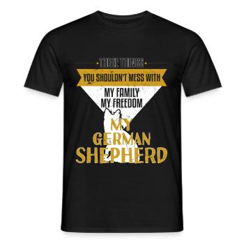 You Shouldnt Mess With My German Shepherd - Men's T-Shirt - black - Front - AI Model Male 178 light (178cm)