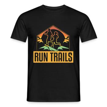 Run Trails Mountains Sunset Trailrunning - Men's T-Shirt - black - Front - AI Model Male 178 light (178cm)