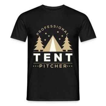Professional Tent Pitcher Humor - Men's T-Shirt - black - Front - AI Model Male 178 light (178cm)