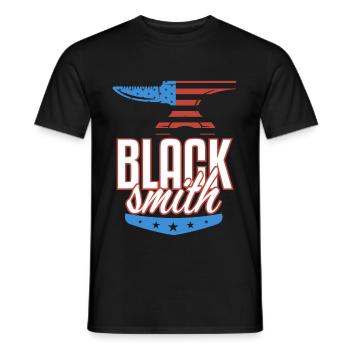 American Flag Blacksmith Stars And Stripes - Men's T-Shirt - black - Front - AI Model Male 178 light (178cm)