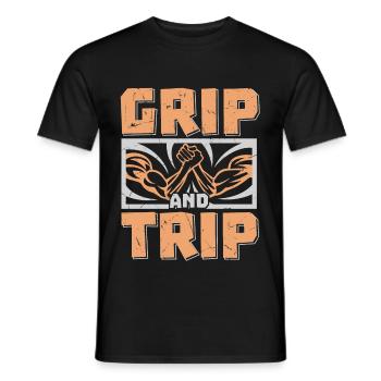 Grip And Trip Arm Wrestling - Men's T-Shirt - black - Front - AI Model Male 178 light (178cm)