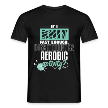 Knit Fast Enough Aerobic Activity Knitting - Men's T-Shirt - black - Front - AI Model Male 178 light (178cm)