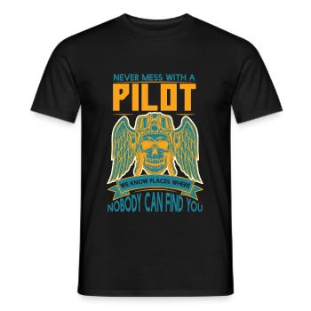 Never Mess With A Pilot We Know Places - Men's T-Shirt - black - Front - AI Model Male 178 light (178cm)