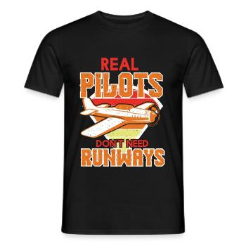 Real Pilots Dont Need Runways - Men's T-Shirt - black - Front - AI Model Male 178 light (178cm)