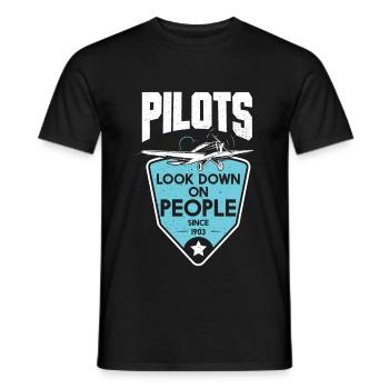 Pilots Look Down On People Since 1903 - Men's T-Shirt - black - Front - AI Model Male 178 light (178cm)