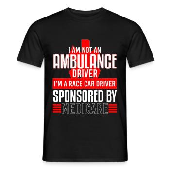 Ambulance Driver Race Car Sponsored - Men's T-Shirt - black - Front - AI Model Male 178 light (178cm)