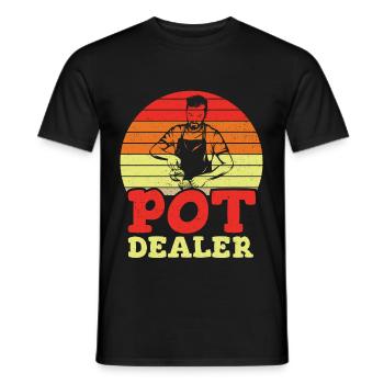Vintage Pot Dealer Distressed Barista - Men's T-Shirt - black - Front - AI Model Male 178 light (178cm)