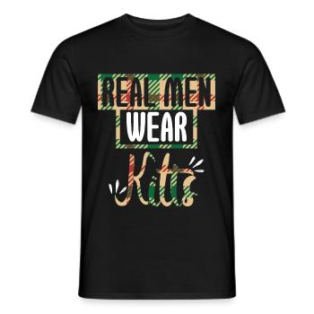 Real Men Wear Kilts - Men's T-Shirt - black - Front - AI Model Male 178 light (178cm)