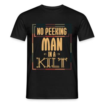No Peeking Man In A Kilt - Men's T-Shirt - black - Front - AI Model Male 178 light (178cm)