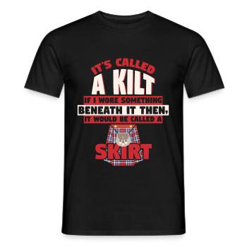 Its Called Kilt Underwear Skirt - Men's T-Shirt - black - Front - AI Model Male 178 light (178cm)