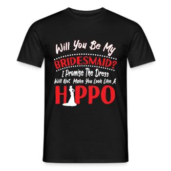 Will You Be My Bridesmaid Hippo Dress - Men's T-Shirt - black - Front - AI Model Male 178 light (178cm)