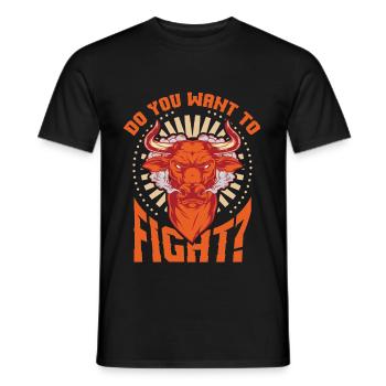 Do You Want To Fight Angry Bull - Men's T-Shirt - black - Front - AI Model Male 178 light (178cm)