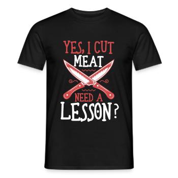 A Good Butcher Would Love To Handle Your Meat - Men's T-Shirt - black - Front - AI Model Male 178 light (178cm)