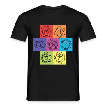 Vintage Chakra Signs Yoga Namaste - Men's T-Shirt - black - Front - AI Model Male 178 light (178cm)