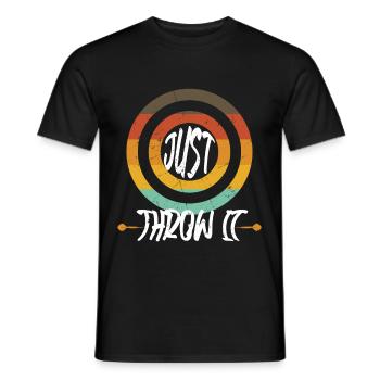Just Throw It Darts Aiming Bullseye - Men's T-Shirt - black - Front - AI Model Male 178 light (178cm)