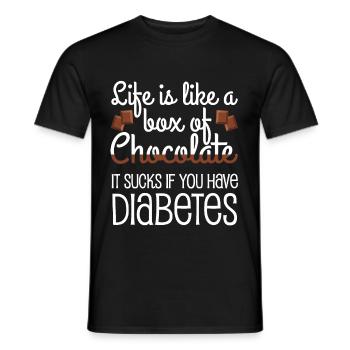 Life Is Like A Box Of Chocolate Diabetes - Men's T-Shirt - black - Front - AI Model Male 178 light (178cm)