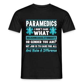 Paramedics I Care For All Religion Race Gender - Men's T-Shirt - black - Front - AI Model Male 178 light (178cm)