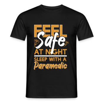 Feel Safe At Night Sleep With A Paramedic - Men's T-Shirt - black - Front - AI Model Male 178 light (178cm)