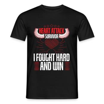 Heart Attack Survivor Fought Hard And Win - Men's T-Shirt - black - Front - AI Model Male 178 light (178cm)