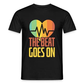 The Beat Goes On Heart Attack Survivor - Men's T-Shirt - black - Front - AI Model Male 178 light (178cm)