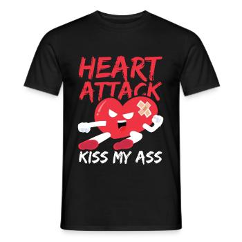 Heart Attack Survivor Kiss My Ass - Men's T-Shirt - black - Front - AI Model Male 178 light (178cm)