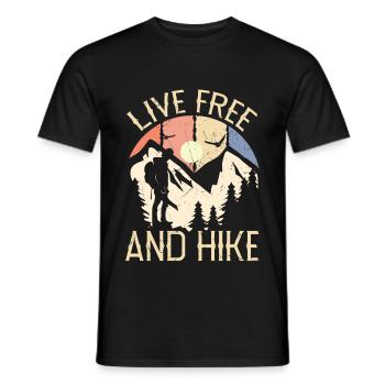 Live Free And Hike Vintage Distressed - Men's T-Shirt - black - Front - AI Model Male 178 light (178cm)
