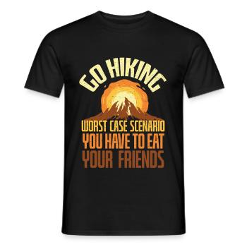 Go Hiking Eat Your Friends Joke - Men's T-Shirt - black - Front - AI Model Male 178 light (178cm)