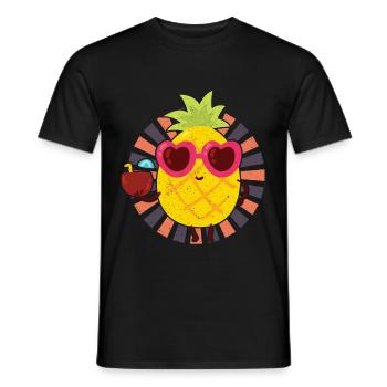 Cute Pinapple Vintage Distressed Vacation - Men's T-Shirt - black - Front - AI Model Male 178 light (178cm)