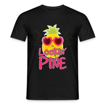 Lookin Pine Pineapple Pun - Men's T-Shirt - black - Front - AI Model Male 178 light (178cm)