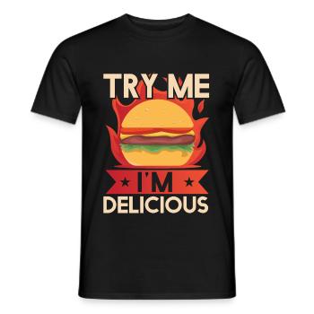 Try Me Im Delicious - Men's T-Shirt - black - Front - AI Model Male 178 light (178cm)